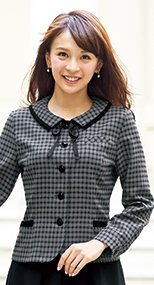 21005 en joie(アンジョア) ネット限定商品 長袖オーバーブラウス チェック 93-21005