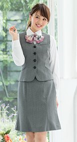 51582 en joie(アンジョア) ストレッチで動きやすい杢調グレーのマーメイドスカート 93-51582