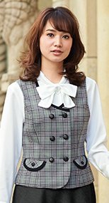 en joie(アンジョア) 11605 優しさと可愛らしさのあるダブルのチェック柄ベスト 93-11605