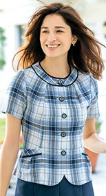 S-50591 50593 SELERY(セロリー) 軽量で涼しい着心地!高級感あふれるチェック柄オーバーブラウス 99-S50591