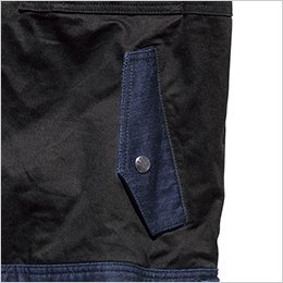 落下防止に優れたフラップ付き腰ポケット