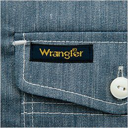 AZ64437 Wrangler(ラングラー) 半袖シャツ(男女兼用) ポケット部の補強とアクセント兼ねた配色カン止め