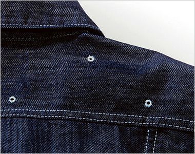 LWU39001 Lee ユニオンオール(長袖ツナギ)(男女兼用) 肩ヨークにある通気用の菊穴