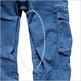 RP6903 ROCKY デニムカーゴパンツ(男女兼用) さまざまな体勢にフィットする股下のマチで動きやすさアップ