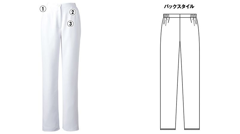 6006EW FOLK(フォーク) レディスストレートパンツ 脇ゴム 股下フリー(女性用) 商品詳細・こだわりPOINT