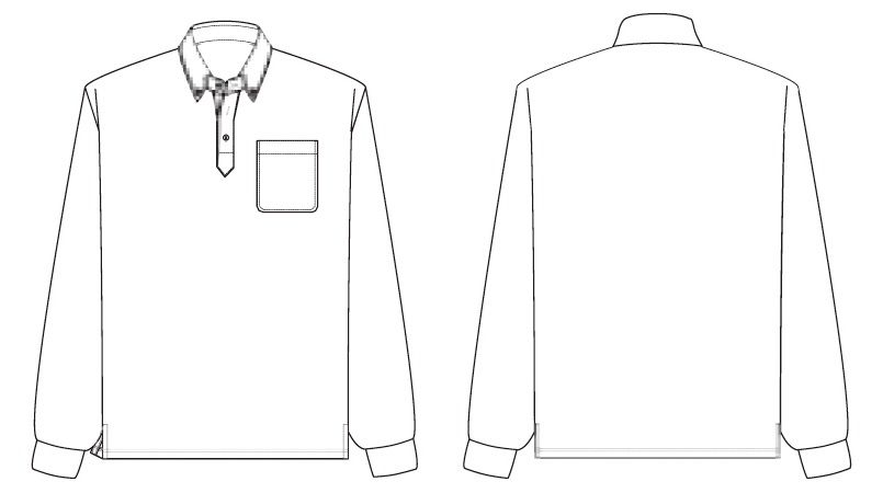 AZ7616 アイトス ボタンダウン 長袖ポロシャツ(男女兼用) ハンガーイラスト・線画