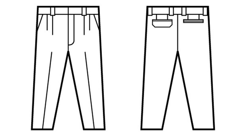 43801 自重堂 エコ 5バリューツータックパンツ(製品制電JIS T8118適合) ハンガーイラスト・線画