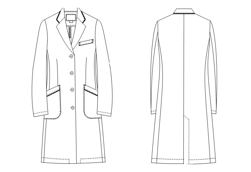 FT4550 ナガイレーベン(nagaileben) フェルネ シングル診察衣長袖(女性用) ハンガーイラスト・線画