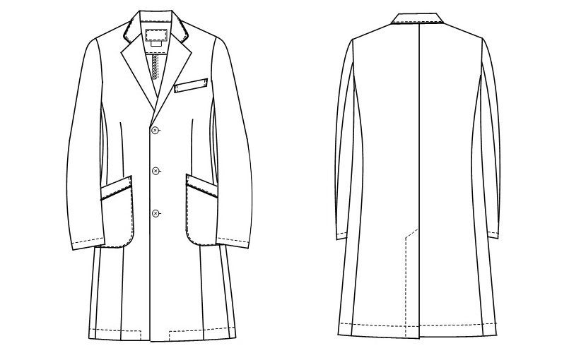 HE4950 ナガイレーベン(nagaileben) ホスパースタット シングルドクターコート(男性用) ハンガーイラスト・線画